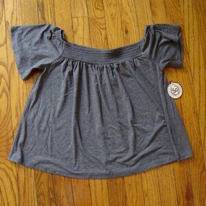 SO Grey Off Shoulder Tee